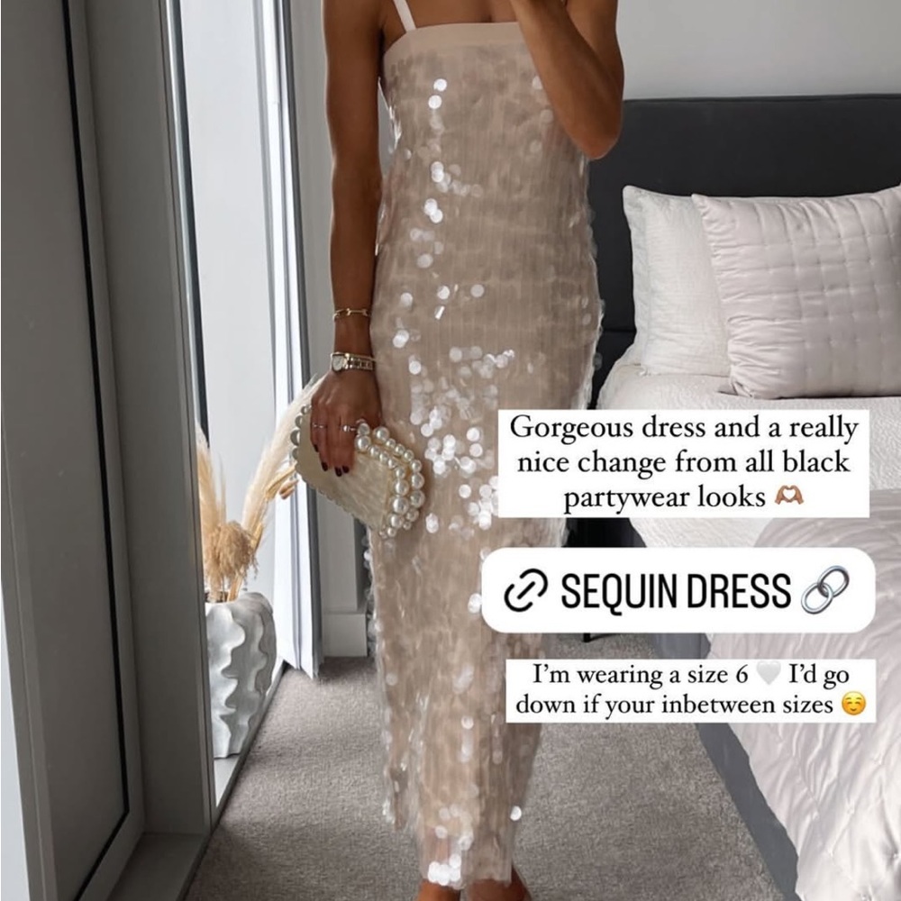 River Island Cream Sequin Dress